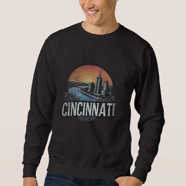 Retro Cincinnati Landschaft Vintage Souvenir Sweatshirt (Vorderseite)