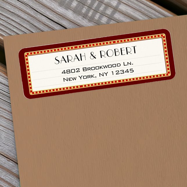 Retro Cinema Theater Marquee Sign Wedding Adresse (Retro Cinema Theater Marquee Sign Wedding Address Label
)