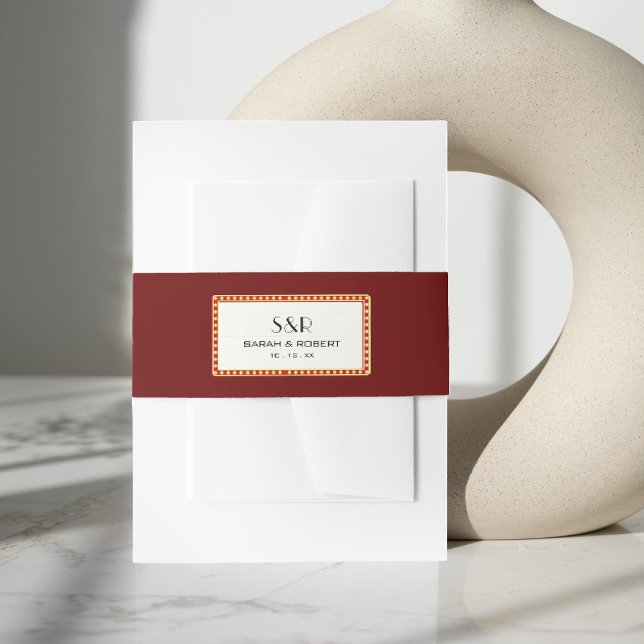 Retro Cinema Theater Marquee Sign Wedding Einladungsbanderole (Retro Cinema Theater Marquee Sign Wedding Invitation Belly Band)