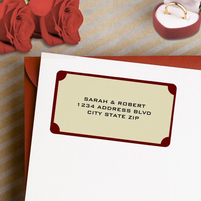 Retro Cinema Theater Ticket Stub Hochzeit Adresse Adressaufkleber (Retro Cinema Theater Ticket Stub Wedding Address Label)