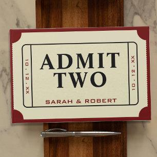 Retro Cinema Theatre Admit 2 Ticket Hochzeit Gästebuch