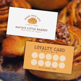 Retro Cinnamon Roll Logo Bakery Loyalty Rewards Visitenkarte