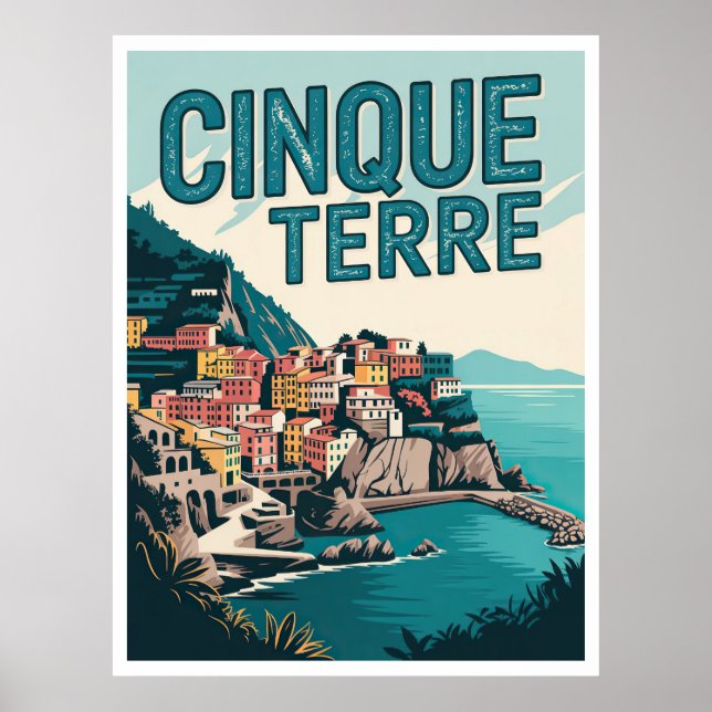 Retro Cinque Terre Wandern Poster (Vorne)