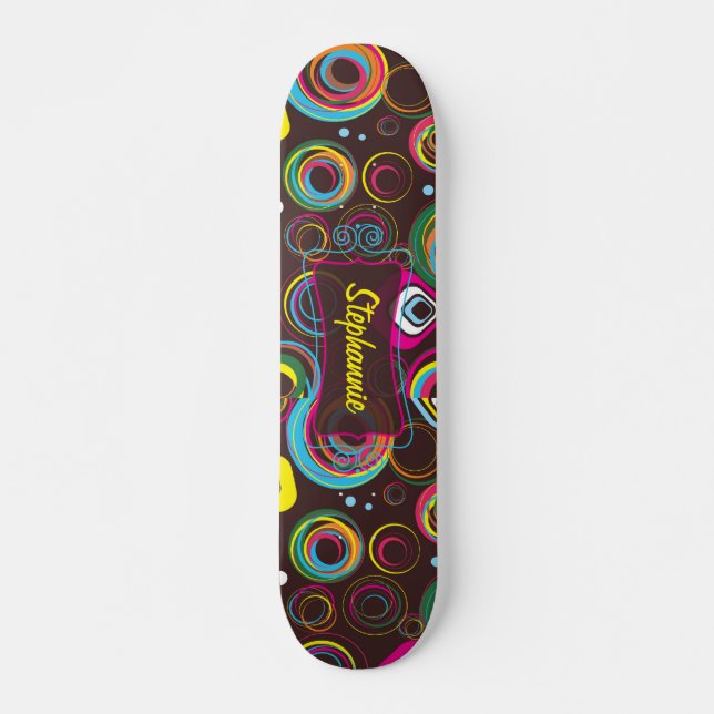 Retro Circle Colorful Comp Skateboard der 1970er J (Vorne)