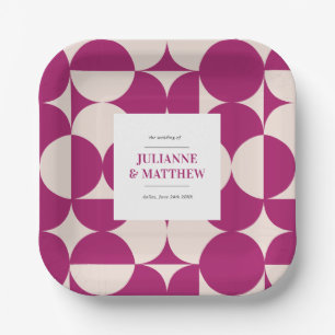 Retro Circle Scallop Mitte Jahrhundert Lila Hochze Pappteller