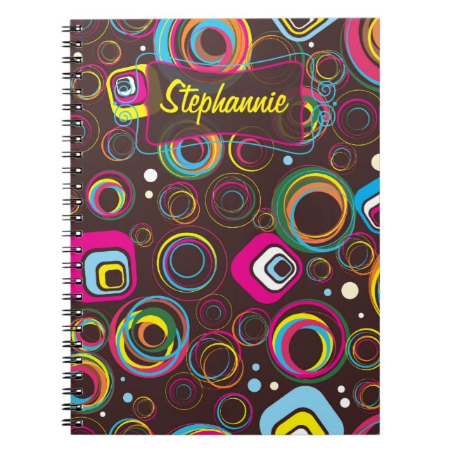 Retro Circle Square 1950 Spiral Notebook aus den 7 Notizblock (Vorderseite)
