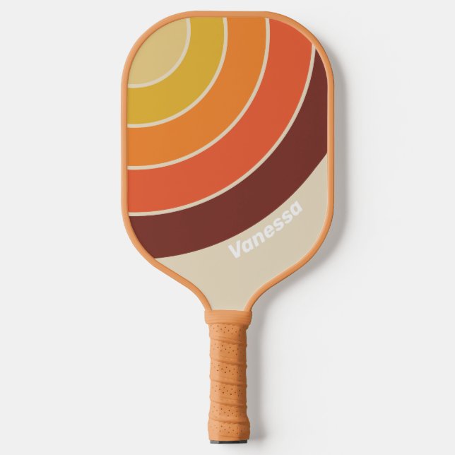 Retro Circle Streifen mit Namen Pickleball Schläger (Vorderseite)