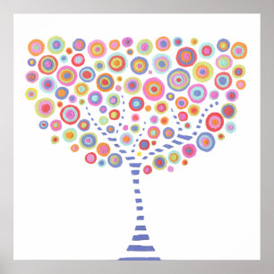 Retro Circle Tree Room Wall Art Leinwand Poster