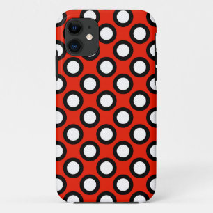 Retro circled dots, red, black and white Case-Mate iPhone hülle