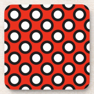 Retro circled dots, red, black and white getränkeuntersetzer