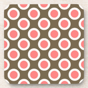 Retro circled dots, taupe and coral pink untersetzer