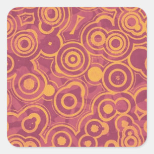 Retro Circles Grunge Pattern Quadratischer Aufkleber