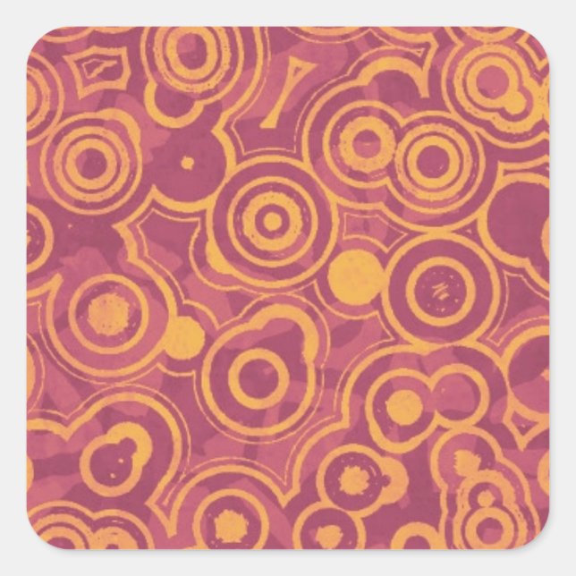 Retro Circles Grunge Pattern Quadratischer Aufkleber (Vorderseite)