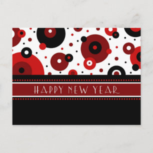 Retro Circles Happy New Year Postkarten