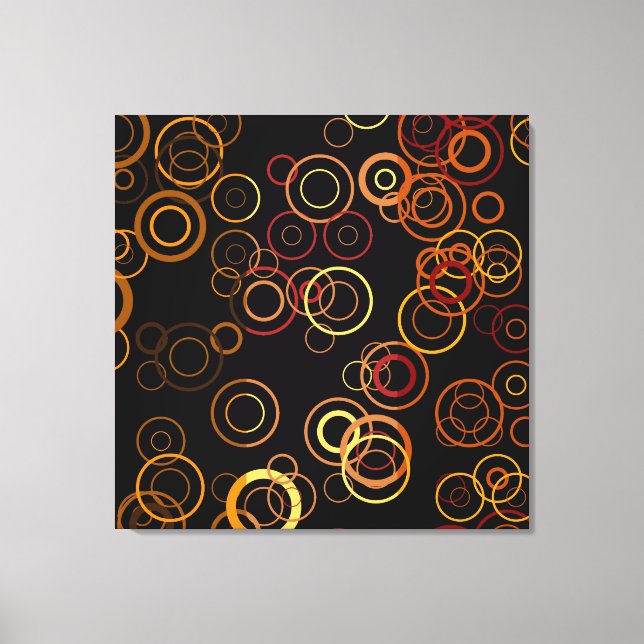 Retro Circles on Black Art Pattern Party Leinwanddruck (Vorderseite)