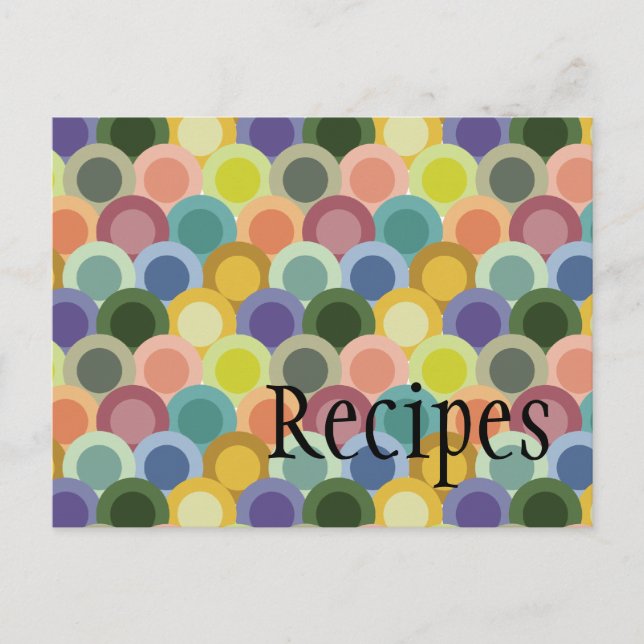 Retro Circles Rezept Card Postkarte (Vorderseite)