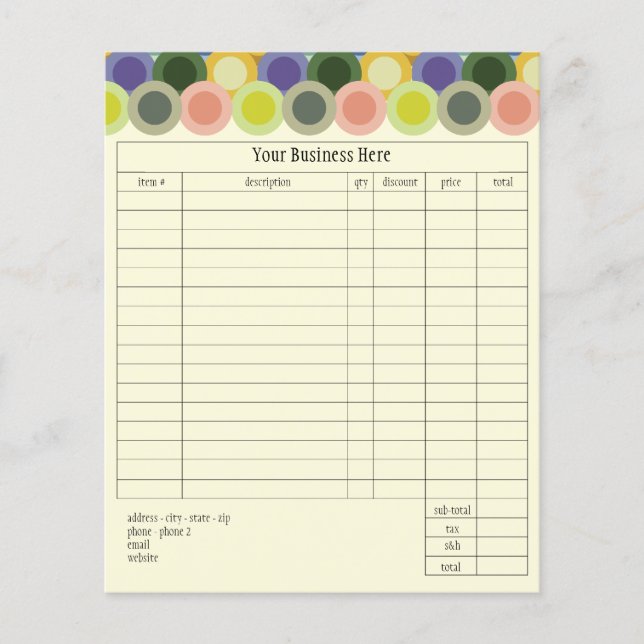 Retro Circles Small Order Form Flyer (Vorne)