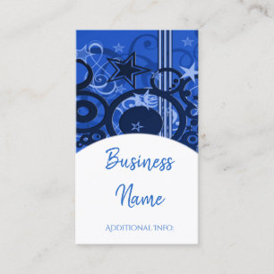 Retro Circles & Stars Blue Business Card 5 Visitenkarte