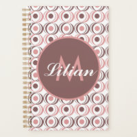 Retro Circular Earthy Tone Pink Mit Monogramm