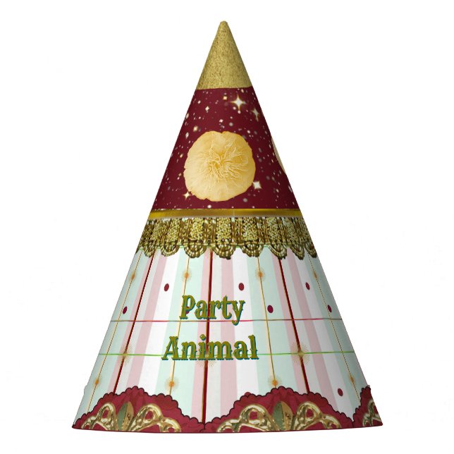 Retro Circus Carnival Party Hat - Yellow Puffs Partyhütchen (Vorderseite)