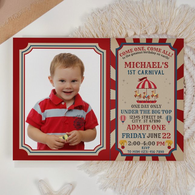 Retro Circus Karneval Ticket zum Geburtstag Einlad Einladung (Von Creator hochgeladen)