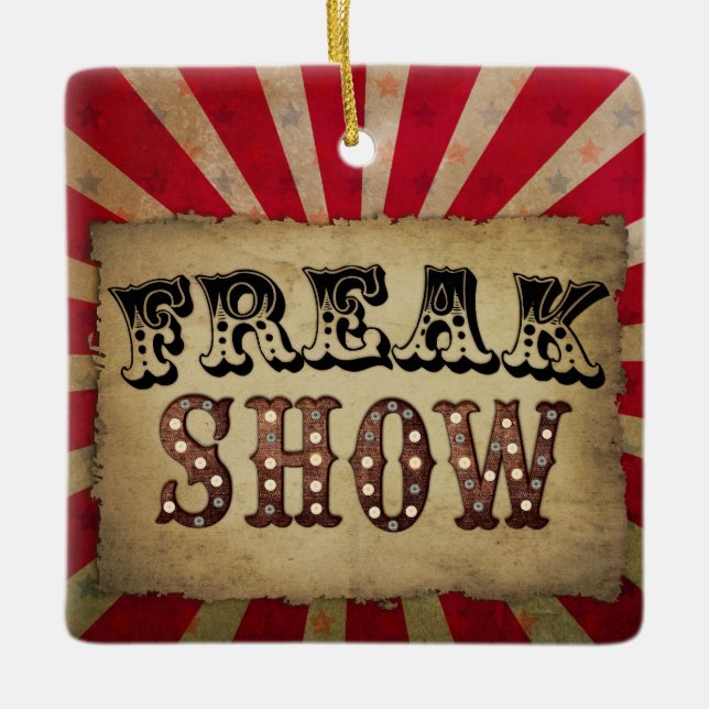 Retro Circus Poster Freak Show Keramikornament (Vorderseite)