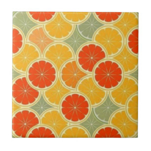Retro Citrus Fruit fröhlich klein (4,25" x 4,25") Fliese