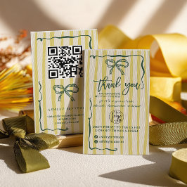 Retro Citrus Green Bow Logo QR Thank You Order Visitenkarte