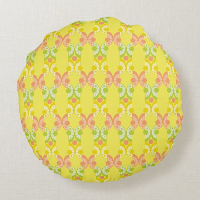 Retro Citrus Round Throw Kissen (Rückseite)