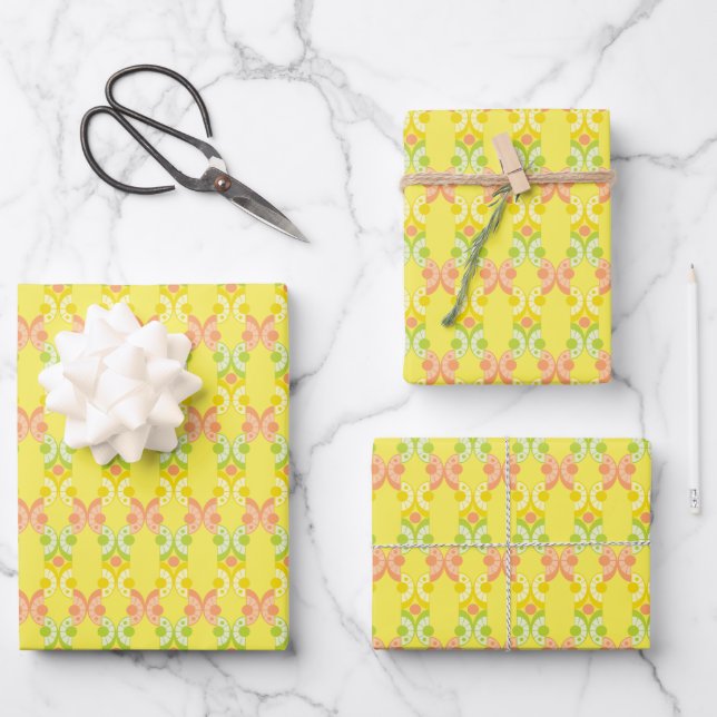 Retro Citrus Wrapping Paper Geschenkpapier Set (Vorderseite)