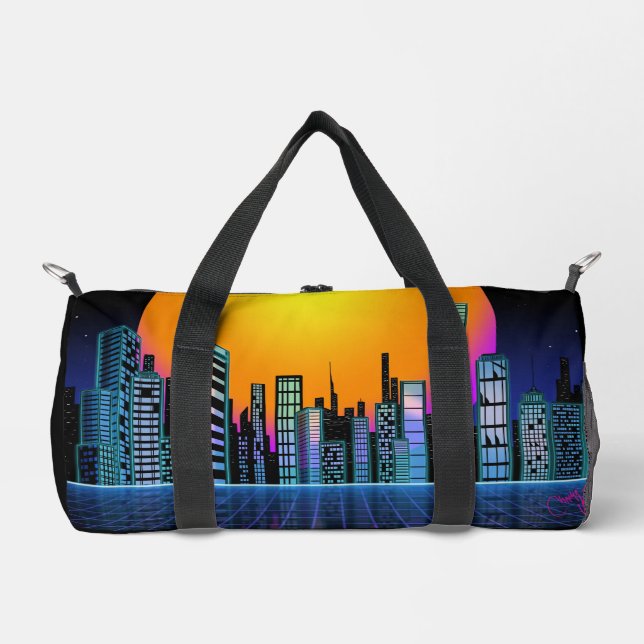 Retro City-1 Druckknopfbeutel Duffle Bag (Vorderseite)