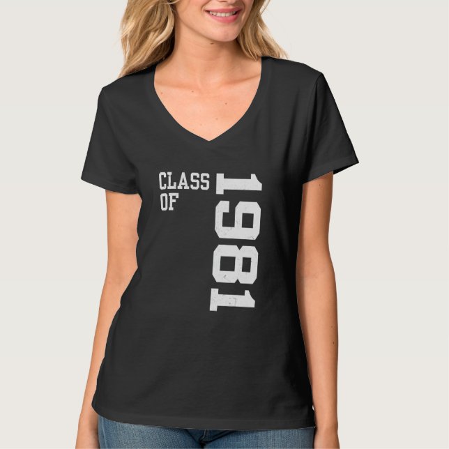 Retro Class of 1981 Senior High School Reunion Vin T-Shirt (Vorderseite)