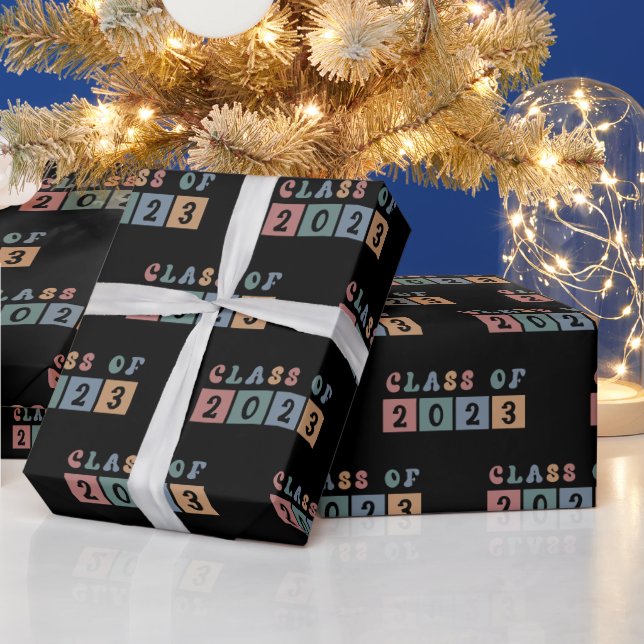Retro Class of 2023 School Uni-Abschluss Gift Geschenkpapier (Feiertage)
