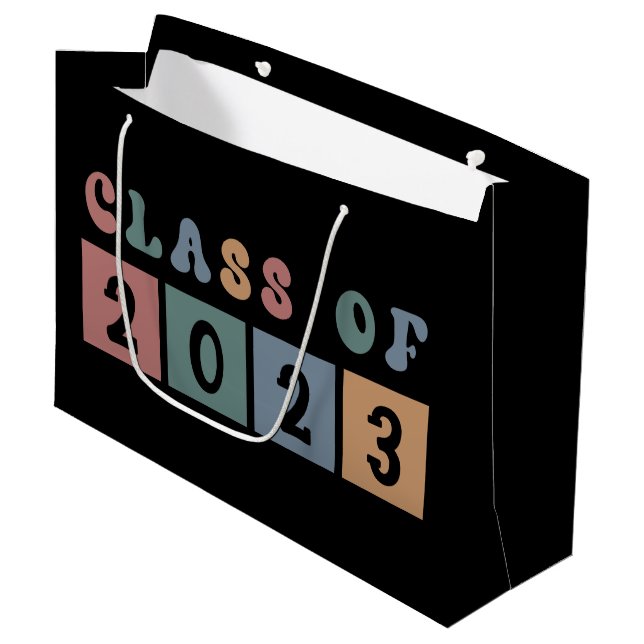 Retro Class of 2023 School Uni-Abschluss Gift Große Geschenktüte (Vorderseite Schrägansicht)