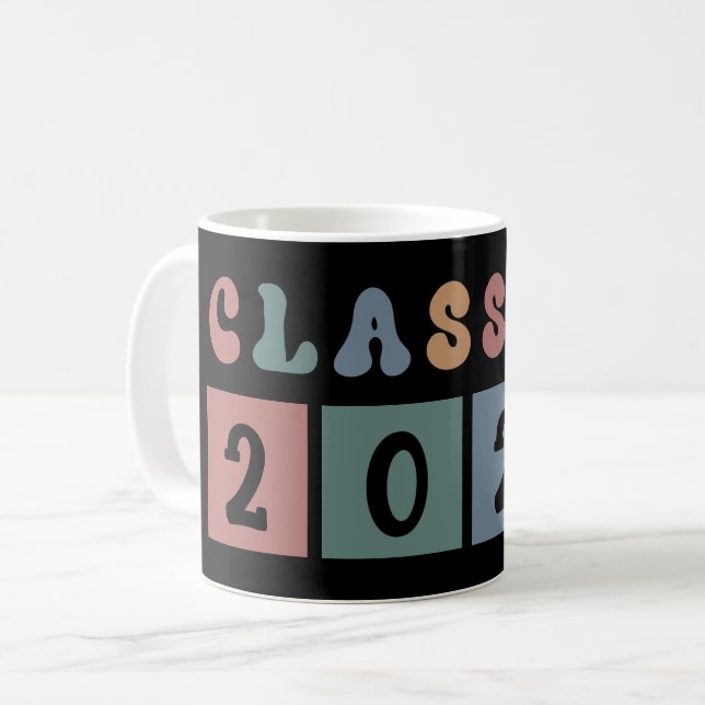 Retro Class of 2023 School Uni-Abschluss Gift Kaffeetasse (Vorderseite Links)