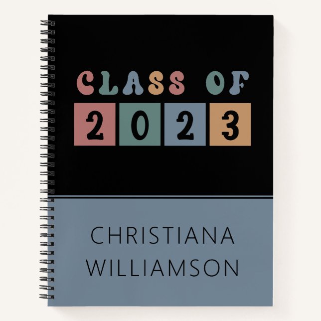 Retro Class of 2023 School Uni-Abschluss Gift Notizbuch (Vorderseite)