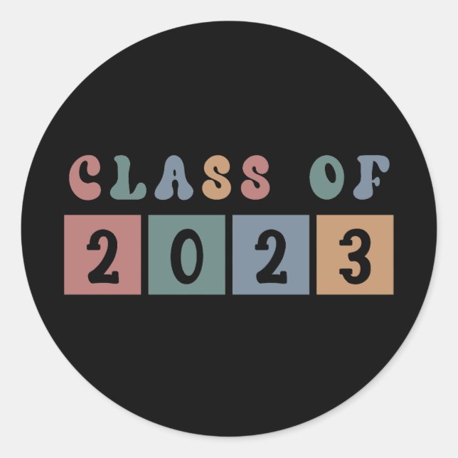 Retro Class of 2023 School Uni-Abschluss Gift Runder Aufkleber (Vorderseite)