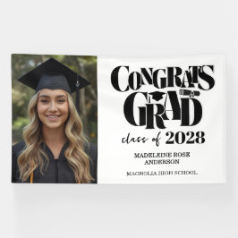 Retro Class of Congrats Graduation Black Banner
