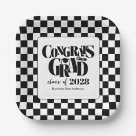 Retro Class of Congrats Graduation Black Pappteller