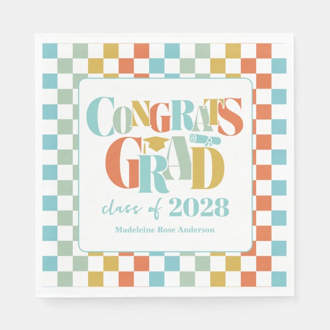 Retro Class of Congrats Graduation   Serviette (Vorderseite)