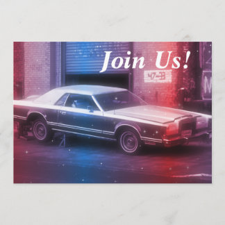 Retro Classic 70's Car Retirement Geburtstagsparte Einladung