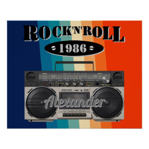 Retro Classic Boom Box Rock'n'Roll Musik Vintag Poster