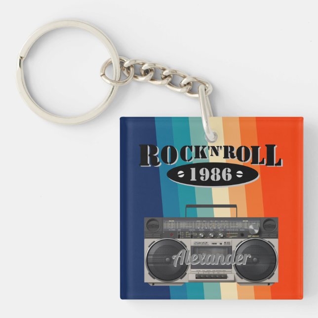 Retro Classic Boom Box Rock'n'Roll Musik Vintag Schlüsselanhänger (Vorderseite)