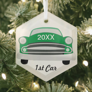 Retro Classic Car 1st Car Keepake Ornament Aus Glas