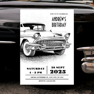 Retro Classic Car Kulturfahrzeug Einladung