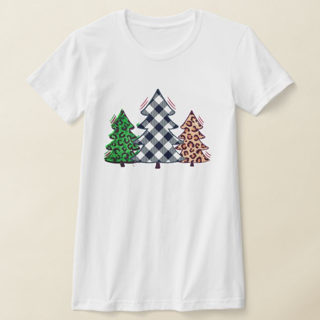 Retro Classic Festival Christmas Trees Collage T-Shirt (Ablage )