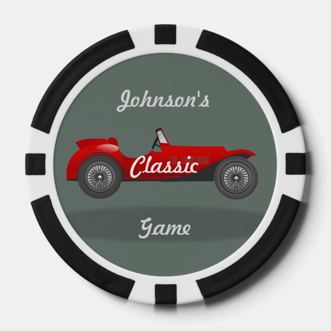 Retro Classic Green Personalisiert Car Pokerchips (Vorderseite)