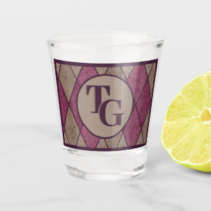 Retro Classic Monogramm der Lila Diamond-Raute Schnapsglas