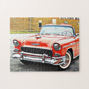 Retro Classic Red Car Cabrio Puzzle