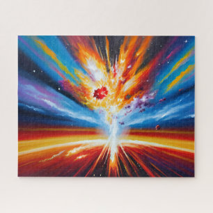 Retro Classic Red Orange Blue Yellow Landschaft Puzzle